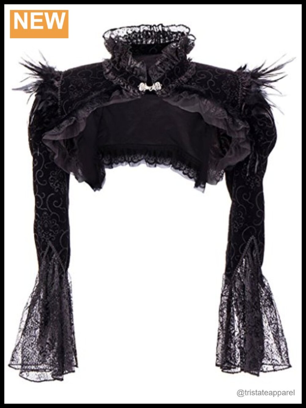 Women's Steampunk Feather Lace Corset Jacket Retro Bolero Vintage Shrug